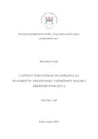 Važnost strateškog planiranja za dugoročnu financijsku uspješnost malih i srednjih poduzeća